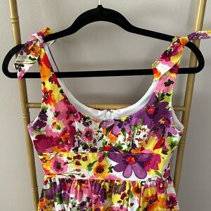 Adorable and fun! Floral mini cotton dress, so lovely! Good quality fabric.